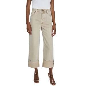 Pistola (29) Beige High-Rise Straight-Leg Cuffed Button Fly Jeans